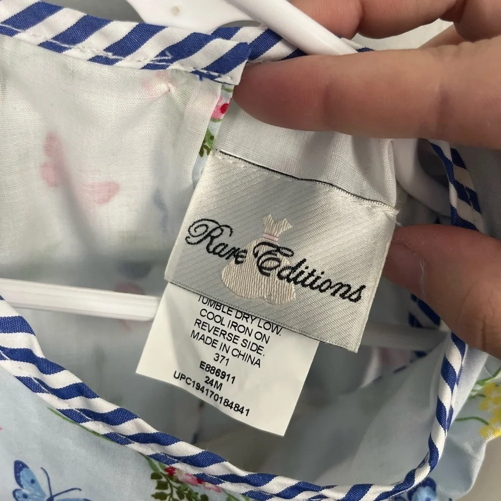 Nwt Rare Editions Little Girls Printed Poplin Dress - Blue size 24 months